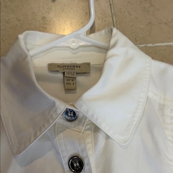 Burberry White Collared Shirt Dress - Picture 4 of 11